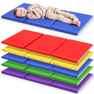 Wesiti 5 Pcs Thick Folding Nap Mat 3 Section Folding Rest Mats Folding Sleeping Mat for Kids Toddler Daycare Nap Mats for School Preschool Classroom Kindergarten (Multicolor)
