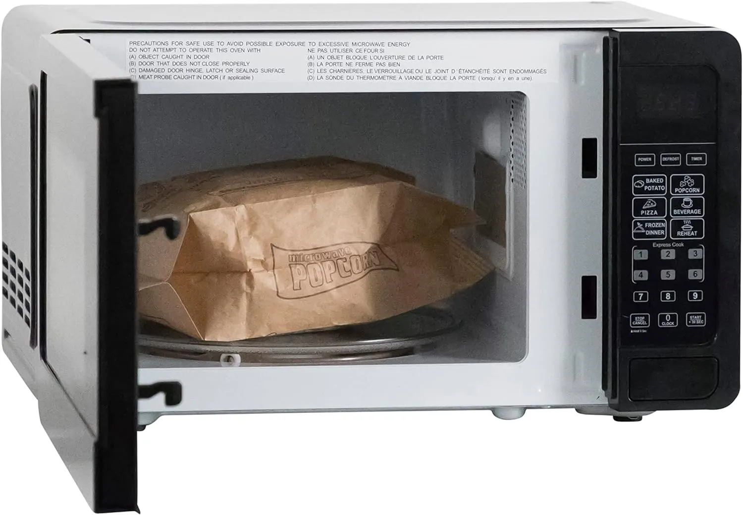 West Bend WBMW71B Microwave Oven 700-Watts Compact with 6 Pre Cooking Settings, Speed Defrost, Electronic Control Panel and Glass Turntable, 0.7-Cu.Ft, Black