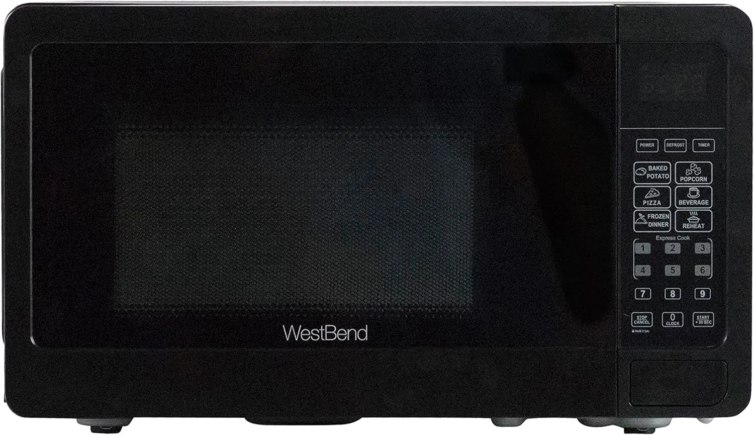 West Bend WBMW71B Microwave Oven 700-Watts Compact with 6 Pre Cooking Settings, Speed Defrost, Electronic Control Panel and Glass Turntable, 0.7-Cu.Ft, Black
