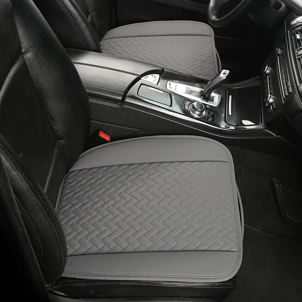 West Llama Full Set Car Seat Covers for Front and Rear Bottom Seats Only, Luxury PU Leather Car Seat Pads Protectors Waterproof and Wear-Resistant,Gray