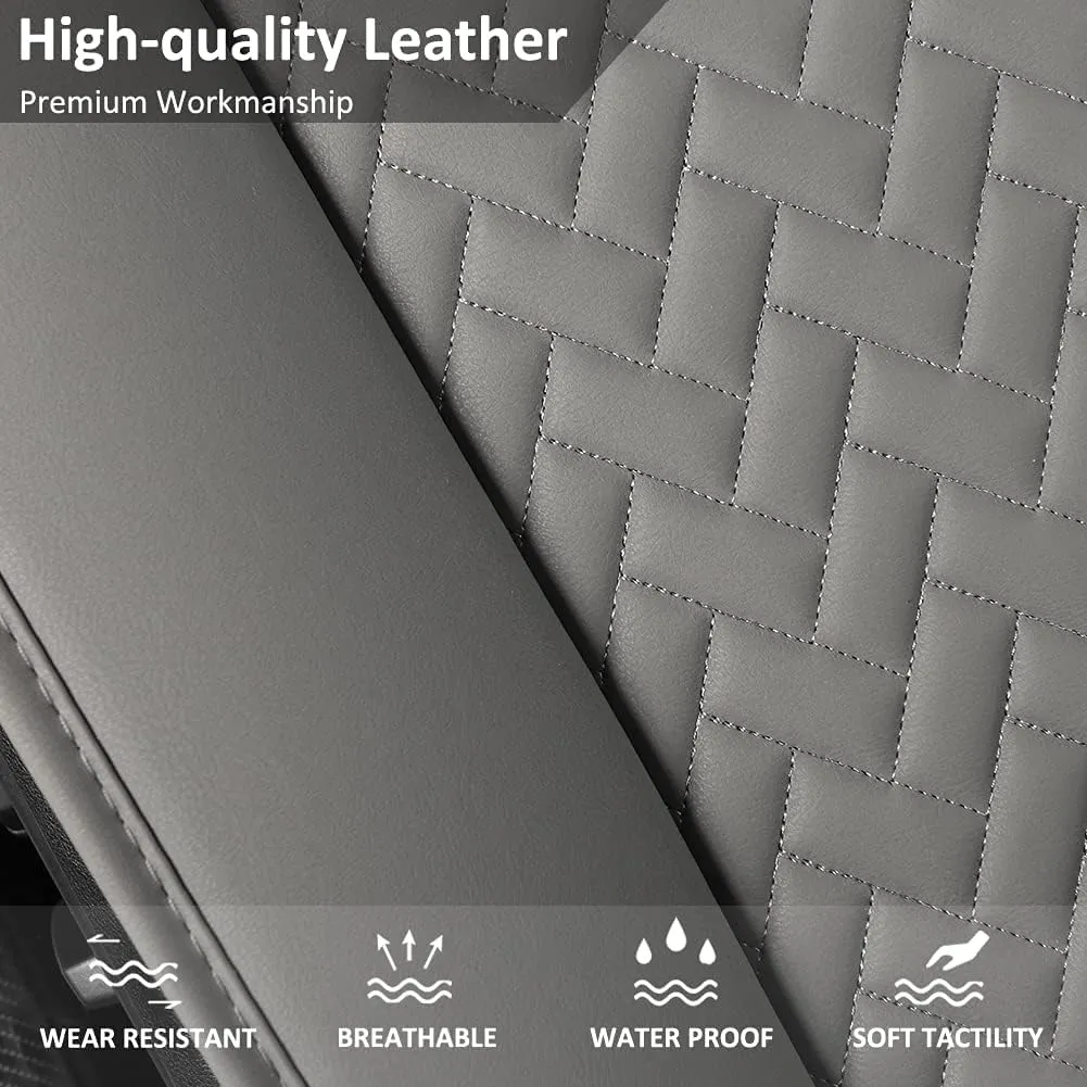 West Llama Full Set Car Seat Covers for Front and Rear Bottom Seats Only, Luxury PU Leather Car Seat Pads Protectors Waterproof and Wear-Resistant,Gray