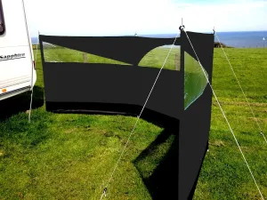 Windbreaker Privacy Camping Screen 3 Panel Blocker Garden Beach 197" x 60" (Dark Grey)