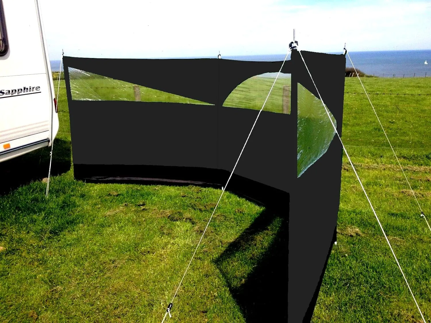 Windbreaker Privacy Camping Screen 3 Panel Blocker Garden Beach 197" x 60" (Dark Grey)