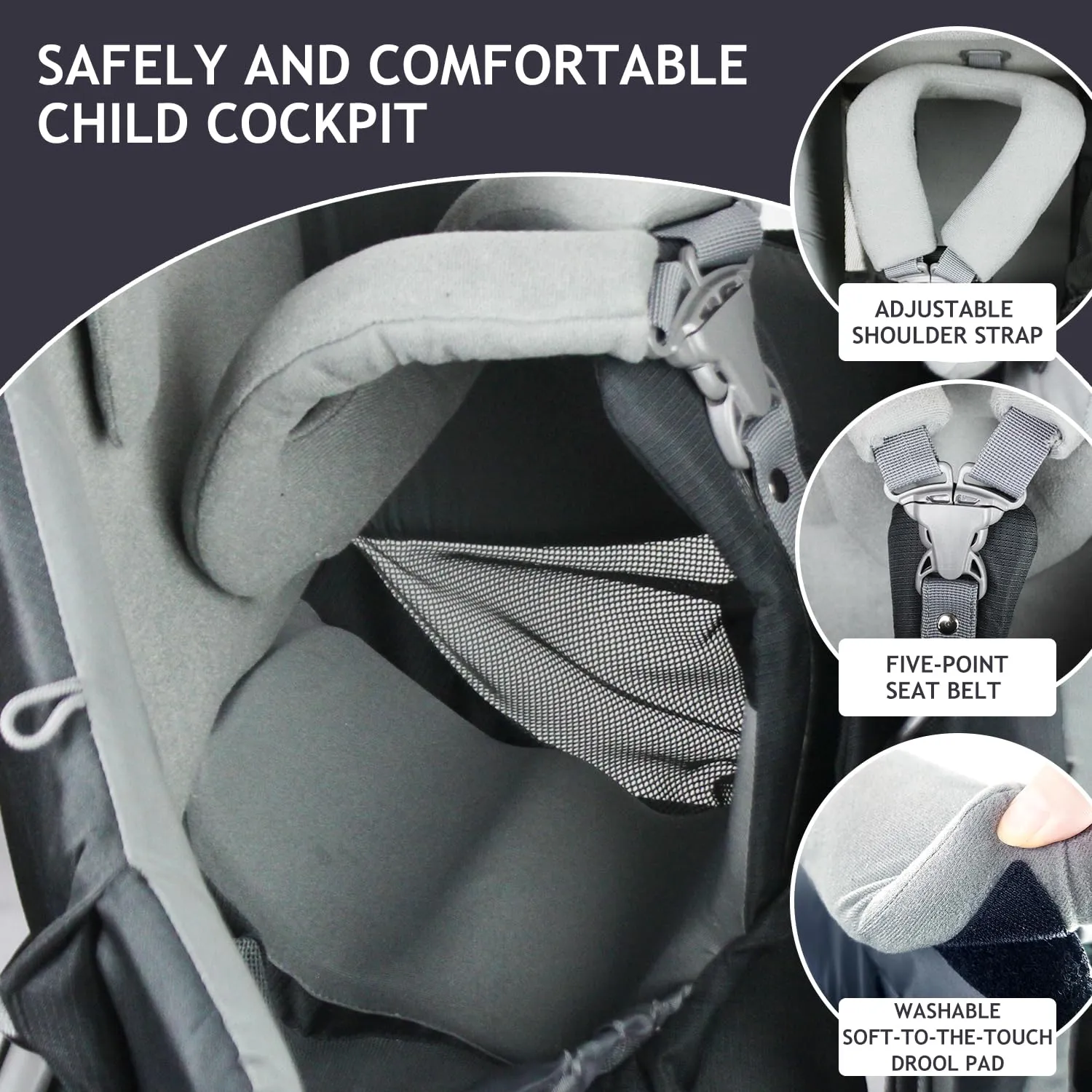 Wipha Baby Backpack Carrier，Toddler Hiking Backpack Carrier with Canopy，Adjustable and Safe Baby Carrier Backpack (Creeper III-Black)