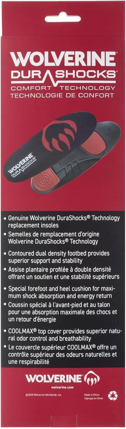 Wolverine Men's Durashocks Insole, Black, M US08 / EU41
