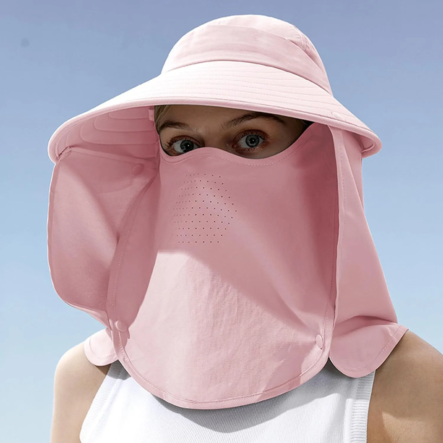 Women Fishing Hat with Face Cover and Neck Flap UPF 50  Sun Protection