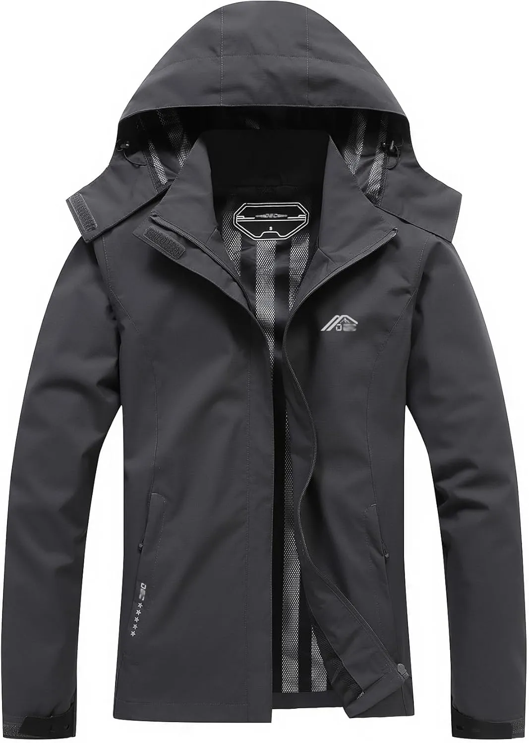Women's Waterproof Raincoat Lightweight Rain Jacket Detachable Hood Travel Outdoor