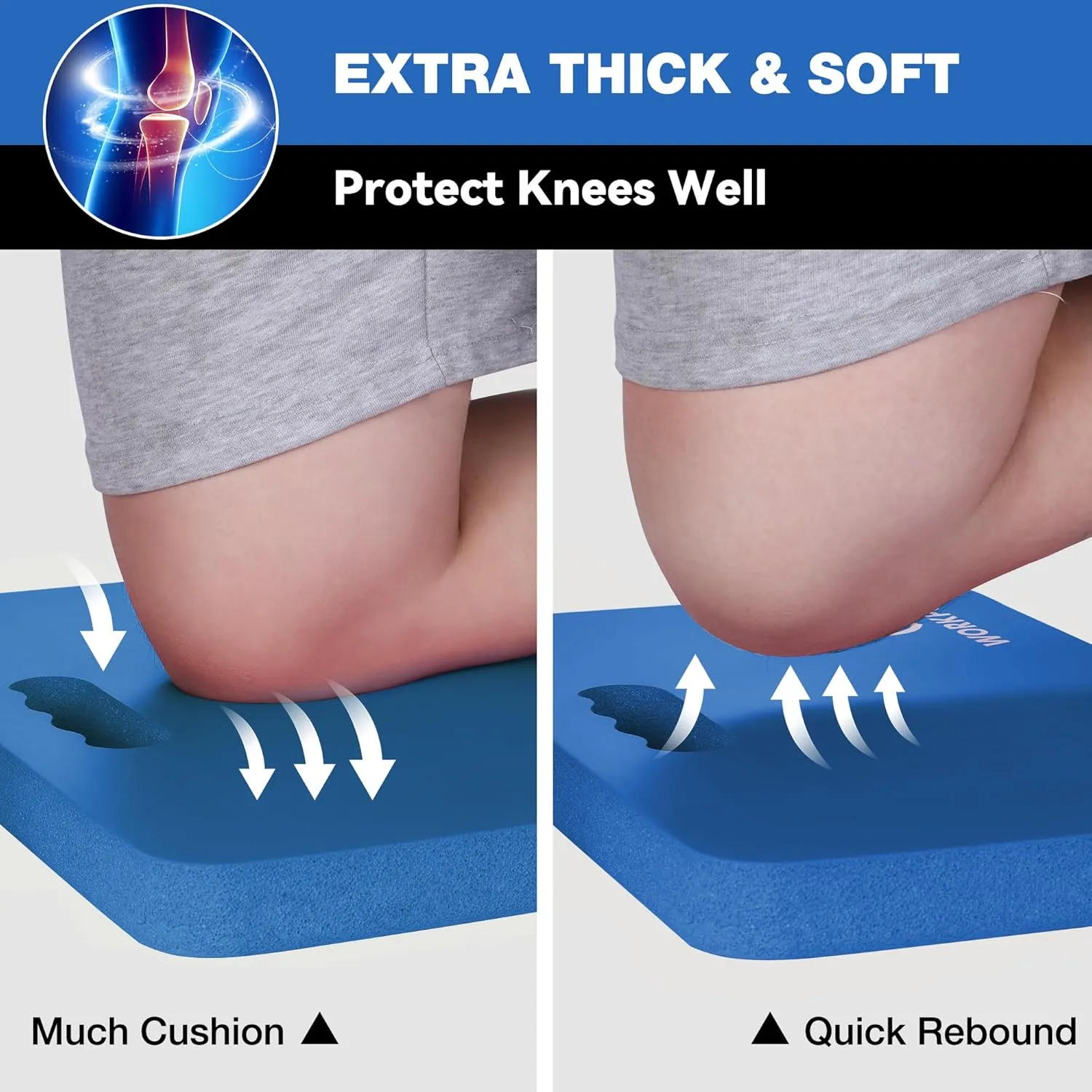 WORKPRO Extra Thick Kneeling Pad, 2-Pack, Soft Foam Cushioning for Knee, Large Foam Kneeler Mat for Gardening, Bathing Baby, Workout Supplies, 17.5 x 11 x 1.5 in, Blue