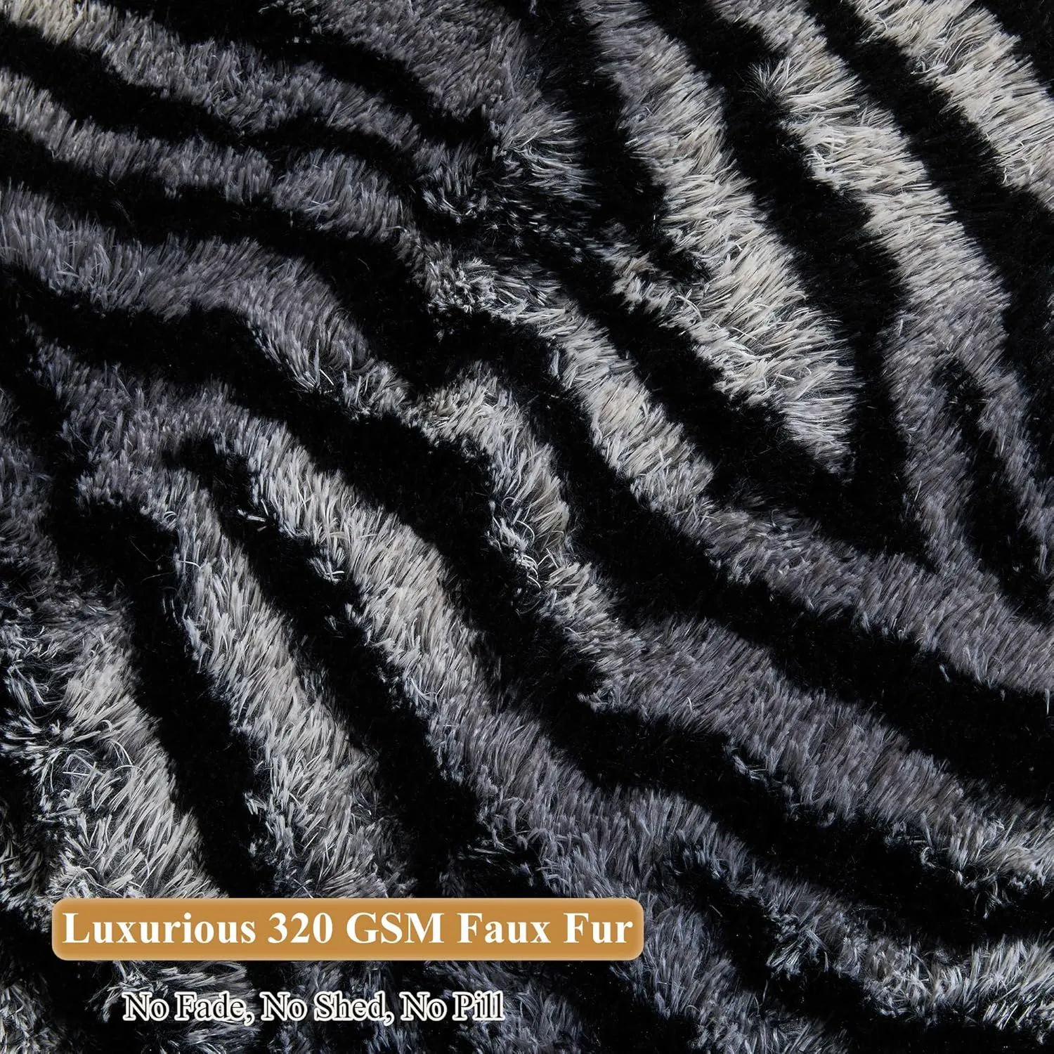 XeGe Zebra Print Faux Fur Bean Bag Cover (No Filler), Fluffy Stuffed Animal Storage Bean Bag Chair Shell for Living Room Dorm, Furry Fuzzy Striped Beanbag Cover for Adults Teens Kids, Anti-slip, Grey