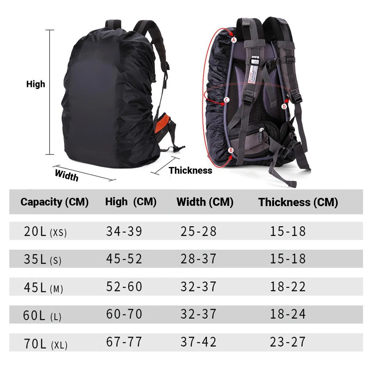XL Outdoor Foldable Backpack Waterproof Rain Cover Rucksack Camping Travel