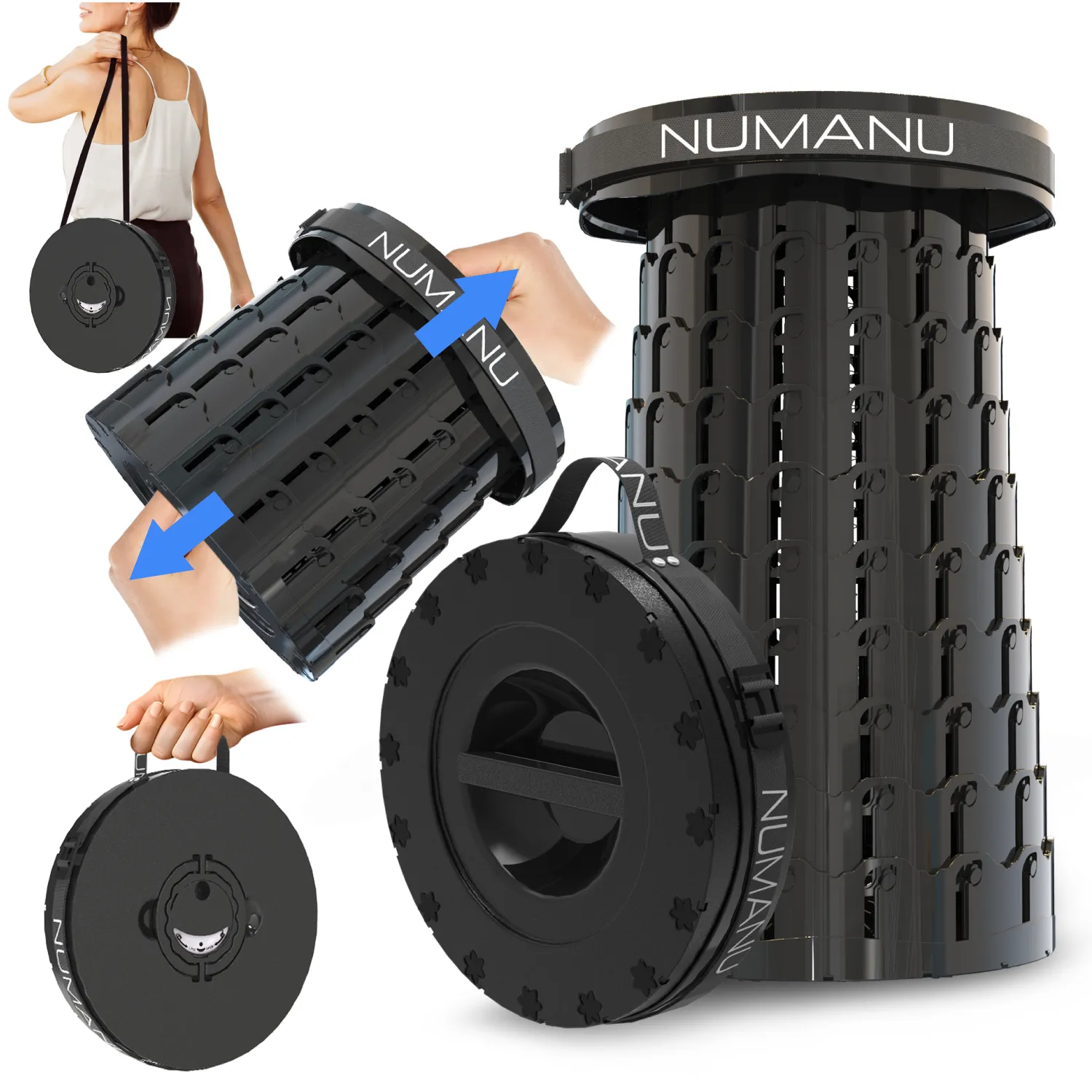 XXL Taller & Wider Collapsible Stool 19.7", 1000lbs Max Weight