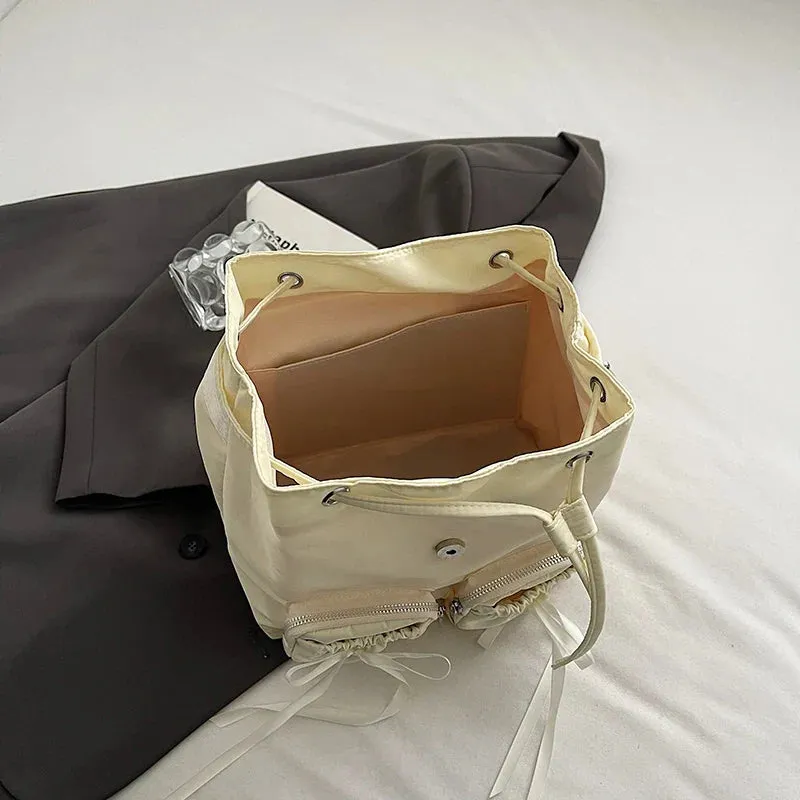 Y2K Nylon Backpack with Bow Detail