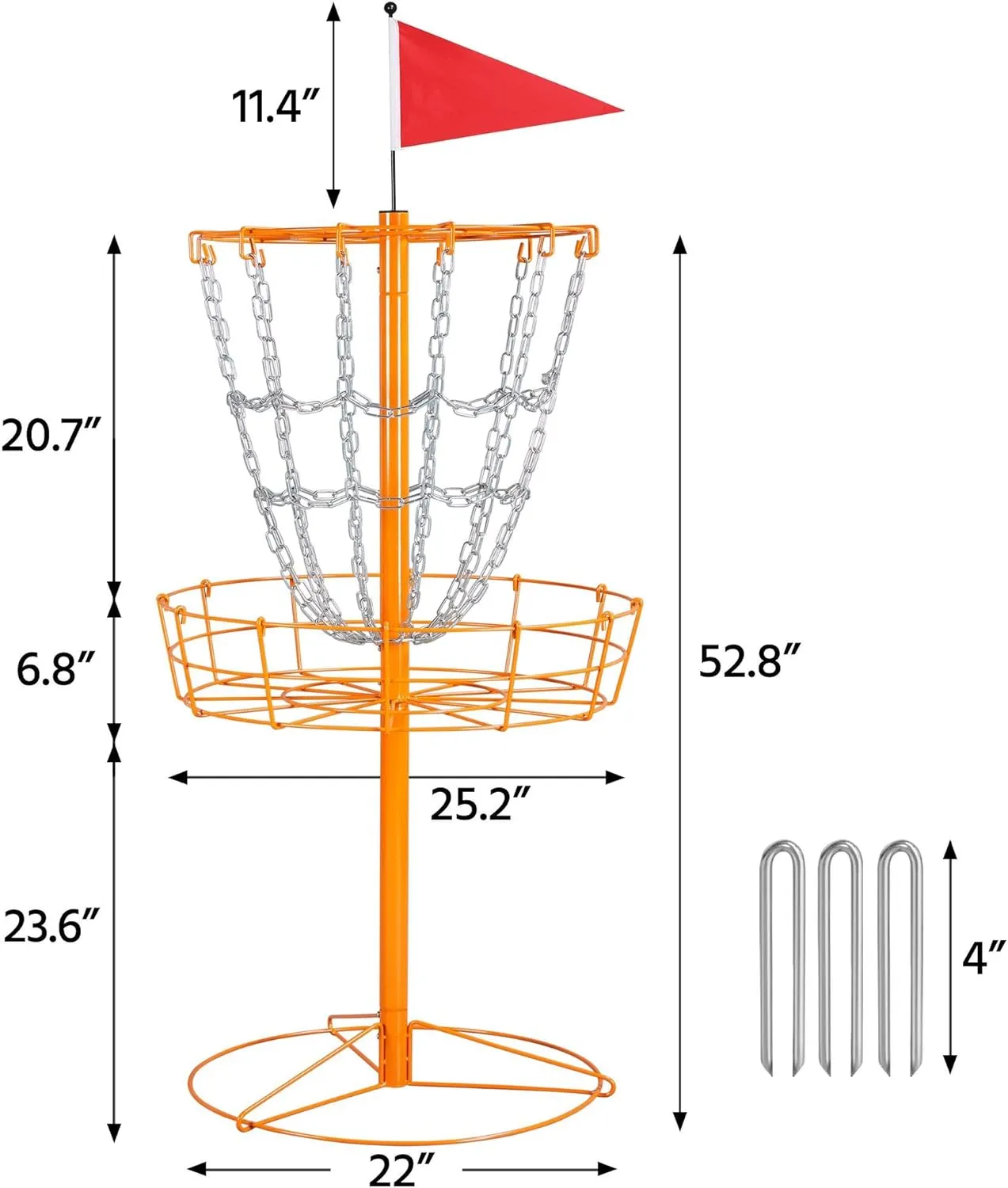 Yaheetech Portable Disc Golf Basket Target Disc Sports 12-Chain Practice Disc Golf Target Steel Hole Disc Golf Goals Catcher Indoor & Outdoor, Blue/Red/Orange/Black