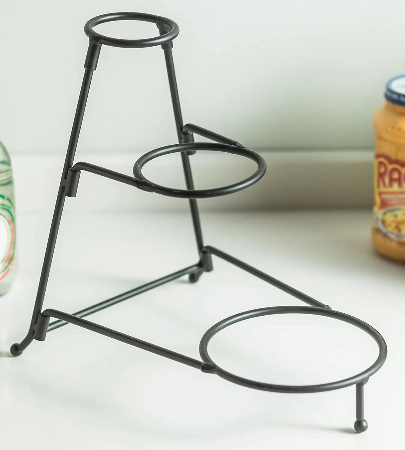YHOSSEUN 3 Tier Serving Stand with 3 Oval Porcelain Serving Bowl Set with Collapsible Thicker Sturdier Metal Rack (Black)