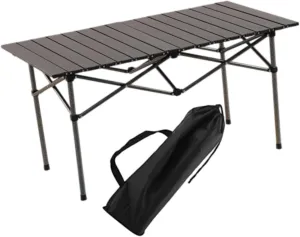 Yiju Folding Camping Picnic Table Easy to Set up Compact Sturdy for 2-4 Persons Side Table for Hiking Outdoor Cooking Beach Trips, Silvery