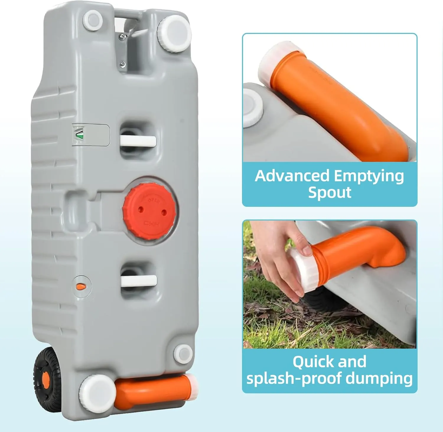 YITAMOTOR 75L Portable Water Holding Tank with Sturdy Handle, Odorless Design, Universal Wheels, and Quick-Drain Spout for Camping, Boating, and Outdoor Adventures, Gray