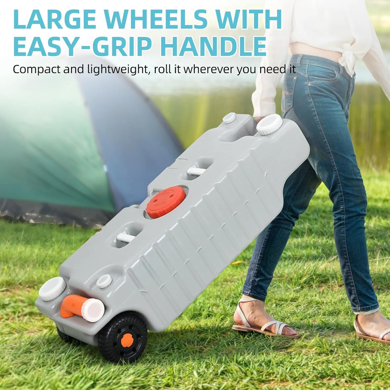 YITAMOTOR 75L Portable Water Holding Tank with Sturdy Handle, Odorless Design, Universal Wheels, and Quick-Drain Spout for Camping, Boating, and Outdoor Adventures, Gray