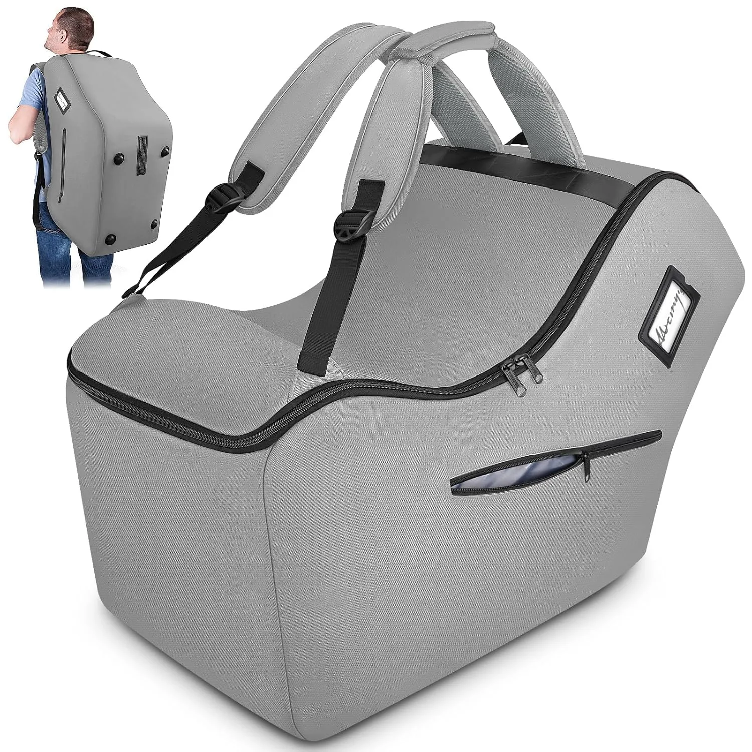 YOREPEK Infant Car Seat Travel Bag Backpack Compatible with Nuna, DOONA, Graco, UPPAbaby infant Car Seat, Baby Carseat Cover with Shoulder Straps, Carseat Travel Bag for Airplane with Side Pocket,Grey
