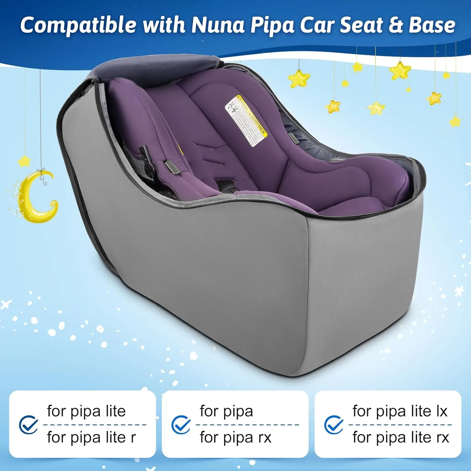 YOREPEK Infant Car Seat Travel Bag Backpack Compatible with Nuna, DOONA, Graco, UPPAbaby infant Car Seat, Baby Carseat Cover with Shoulder Straps, Carseat Travel Bag for Airplane with Side Pocket,Grey