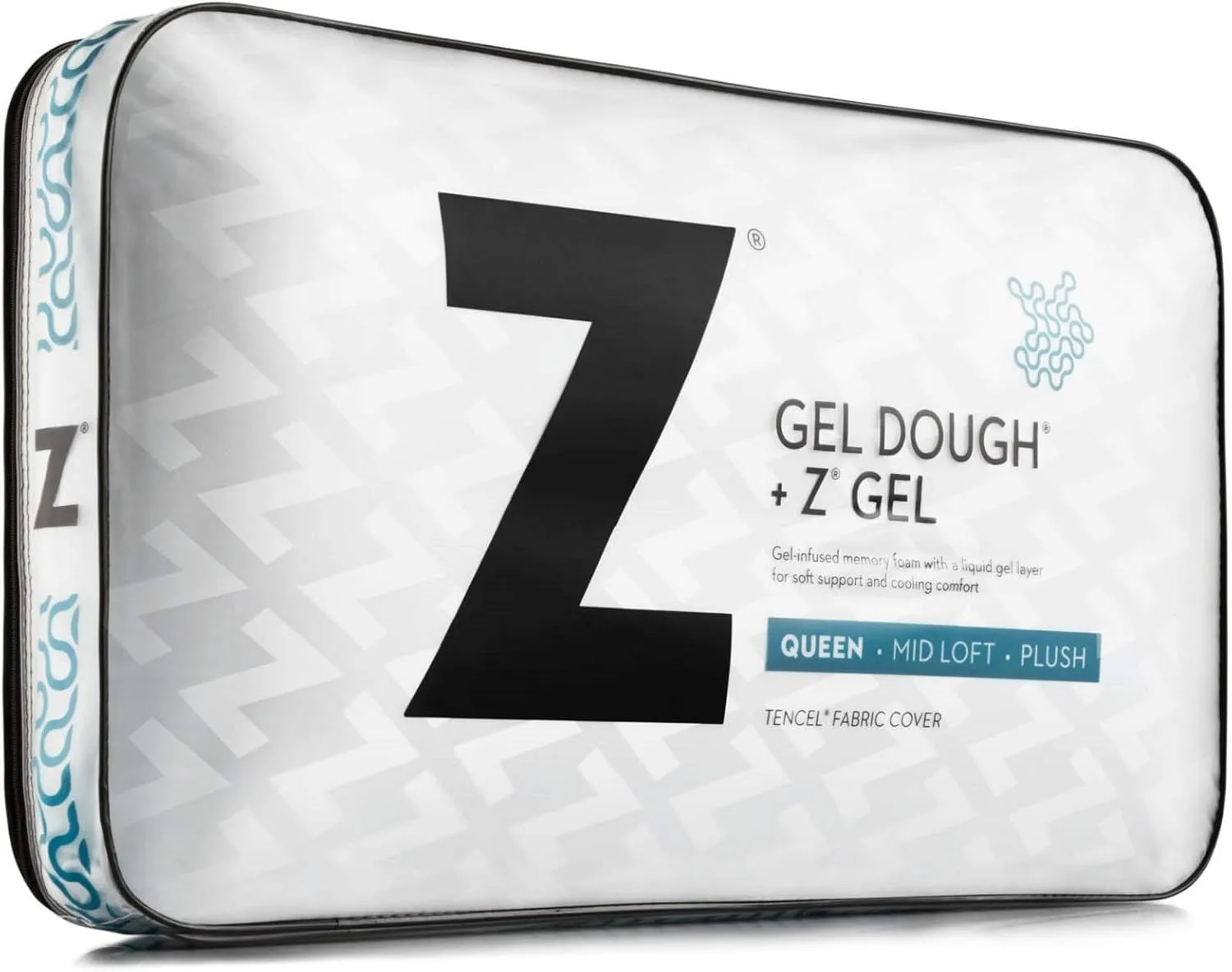 Z Gel-Infused Dough Memory Foam   Z Gel Pillow - Removable Tencel Cover - King - High Loft