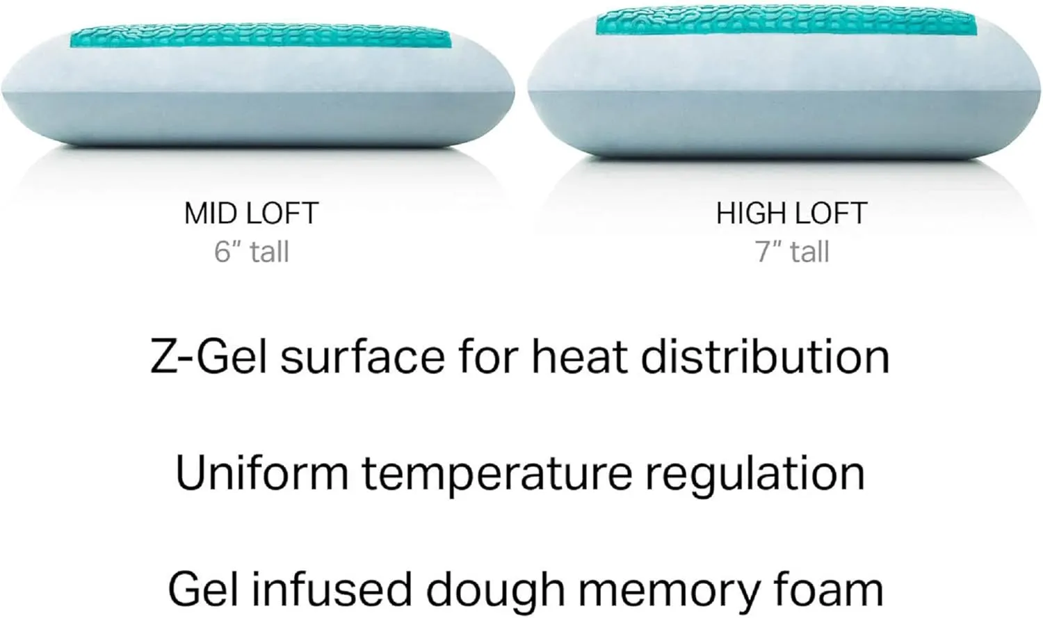 Z Gel-Infused Dough Memory Foam   Z Gel Pillow - Removable Tencel Cover - King - High Loft