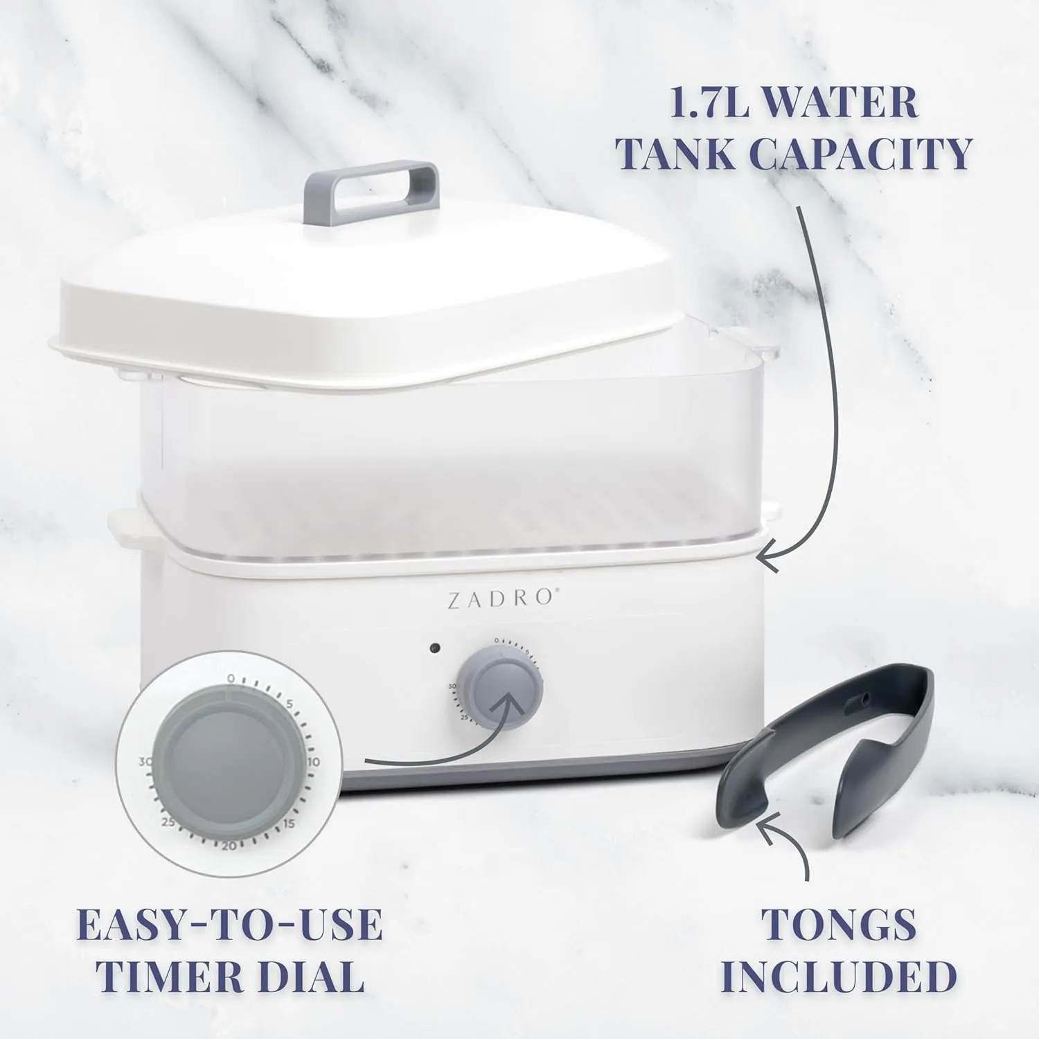 Zadro Towel Steamer with Tongs, 850W Heater, 8L Tray, 1.7L Tank, 30-min Timer for Facials, Manicures, Pedicures, Shaving (13"x12", 120V/850W, 8L, Tan/Gray)