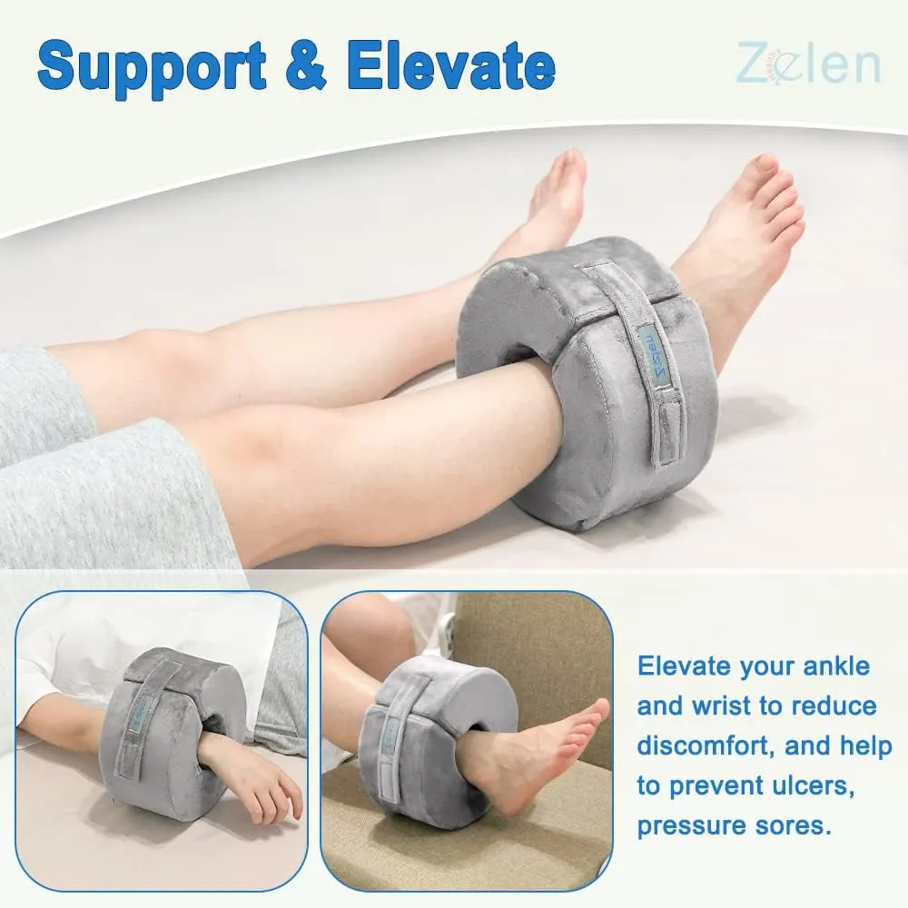 Zelen Foot Elevation Pillow Ankle Wedge Heel Elevator Cushion Foot Support Pillow Medical Ankle Cushion for Foot Pressure Bed Sore Ulcer Sleeping Foot Leg Rest Elevated Support Foam (Medium, 1 PCS)