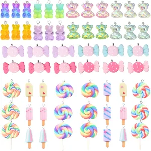 ZOCONE Colorful Candy Pendant Charm, Cute Resin Charms for Jewelry Making Keychains Necklace Bracelet Earrings, Resin Supplies for DIY Crafts Decoration